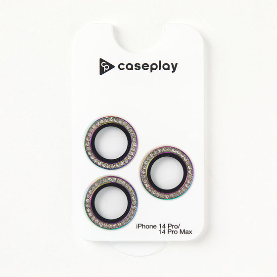 Rhine Stone Camera Lens Protector(3 Lenses)  for Apple iPhone 14 Pro/14 Pro Max [ RAINBOW ]