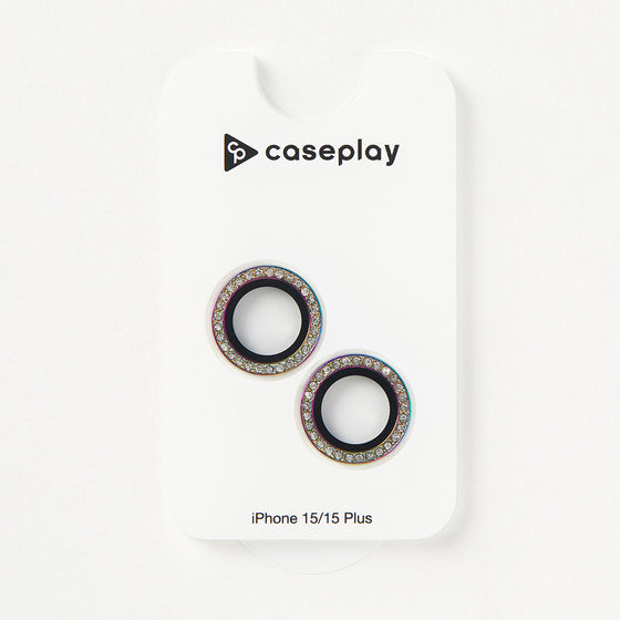 Rhine Stone Camera Lens Protector(2 Lenses)  for Apple iPhone 15/15 Plus [ RAINBOW ]