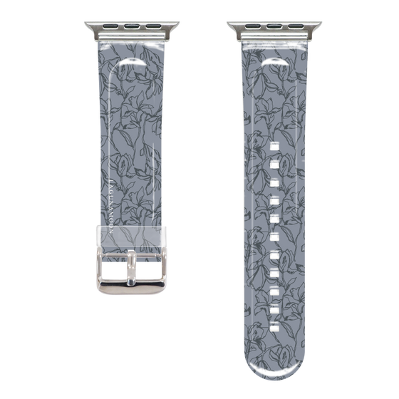 Apple Watch Clear Band［ LAGUNAMOON - FlowerPattern - Dark blue ］