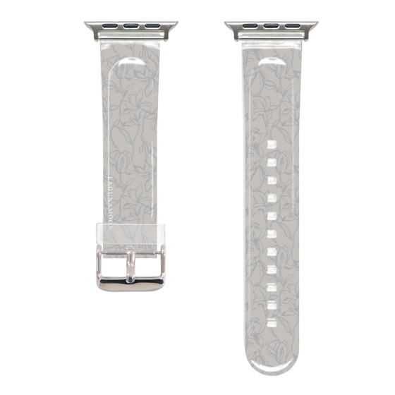 Apple Watch Clear Band［ LAGUNAMOON - FlowerPattern - Grey ］