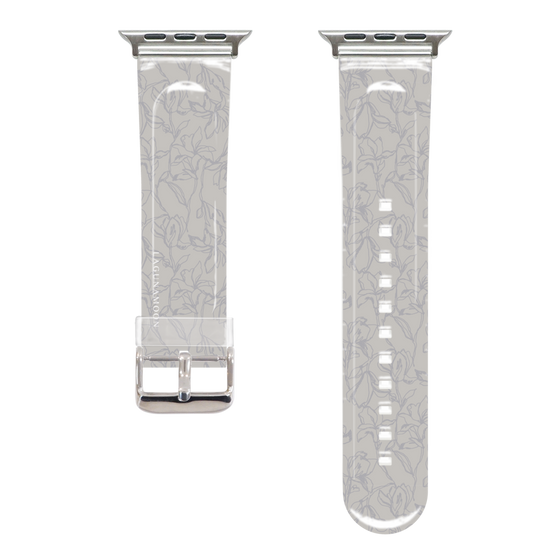 Apple Watch Clear Band［ LAGUNAMOON - FlowerPattern - Grey ］