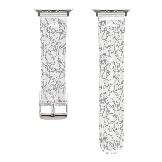 Apple Watch Clear Band［ LAGUNAMOON - FlowerPattern - Clear×Grey ］