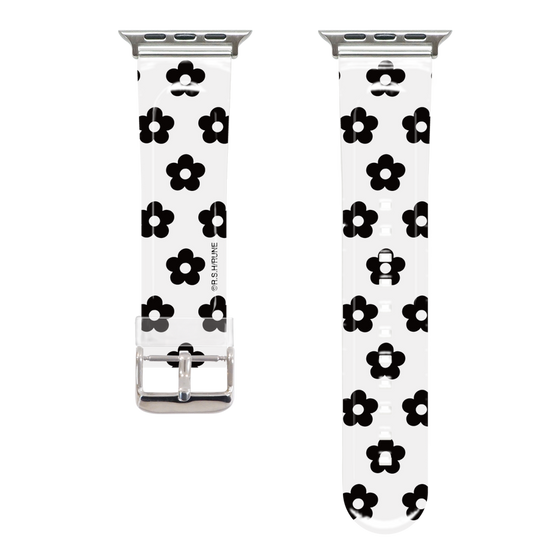 Apple Watch Clear Band［ Rune Naito - RUNE Flower - Black ］