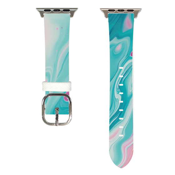 Apple Watch Leather Band［ Color Rain - Original - Serene Wave ］