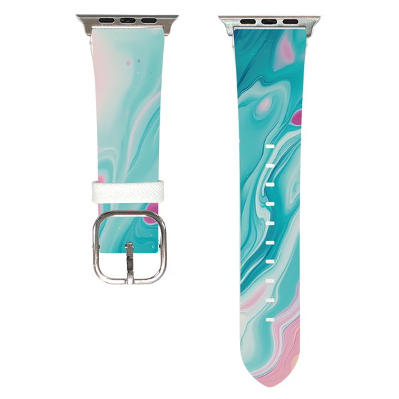 Apple Watch Leather Band［ Color Rain - Original - Serene Wave ］