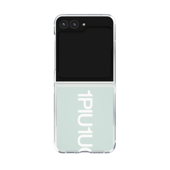 Clear Case for Samsung Galaxy Z Flip5［ 1PIU1UGUALE3 - Logo Bold -White ］