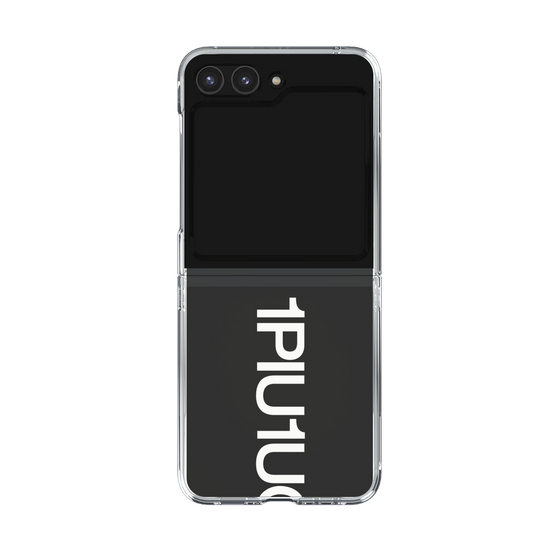 Clear Case for Samsung Galaxy Z Flip5［ 1PIU1UGUALE3 - Logo Bold -White ］