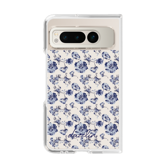 Clear Case［ dazzlin - BlueFlower - Beige ］