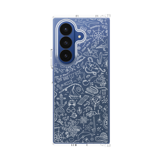 Clear Case［ SINA COVA - Marine Line Art - White ］