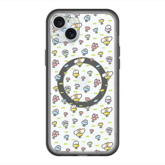 Slim Protection Premium Case with MagSafe［ Mokumoku-chan - Flower - All-over Pattern ］