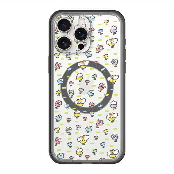 Slim Protection Premium Case with MagSafe［ Mokumoku-chan - Flower - All-over Pattern ］