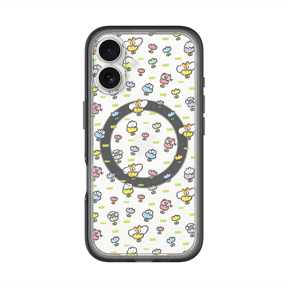 Slim Protection Premium Case with MagSafe［ Mokumoku-chan - Flower - All-over Pattern ］