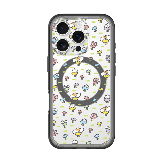 Slim Protection Premium Case with MagSafe［ Mokumoku-chan - Flower - All-over Pattern ］