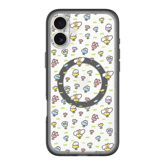 Slim Protection Premium Case with MagSafe［ Mokumoku-chan - Flower - All-over Pattern ］