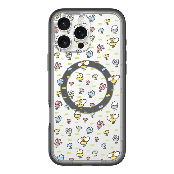 Slim Protection Premium Case with MagSafe［ Mokumoku-chan - Flower - All-over Pattern ］