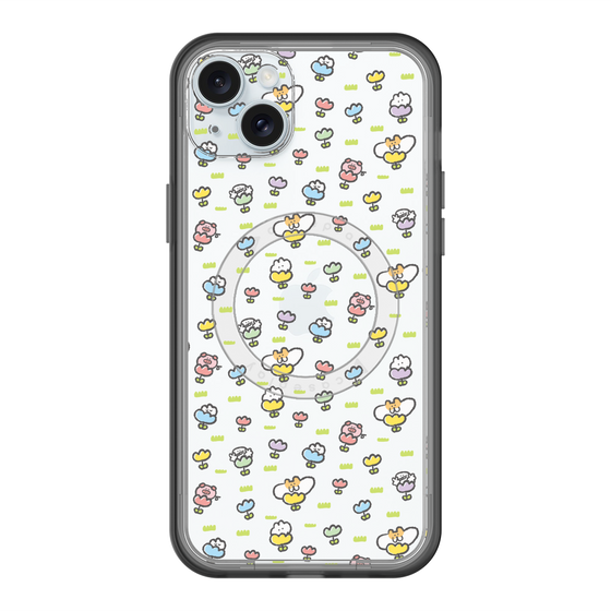 Slim Protection Premium Case with MagSafe［ Mokumoku-chan - Flower - All-over Pattern ］