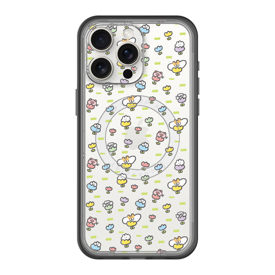 Slim Protection Premium Case with MagSafe［ Mokumoku-chan - Flower - All-over Pattern ］