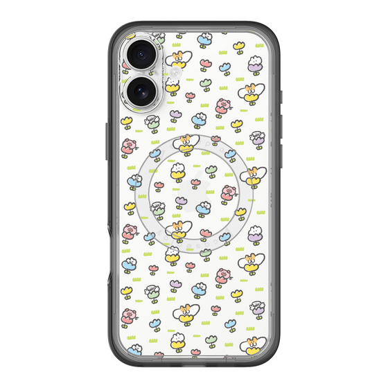 Slim Protection Premium Case with MagSafe［ Mokumoku-chan - Flower - All-over Pattern ］