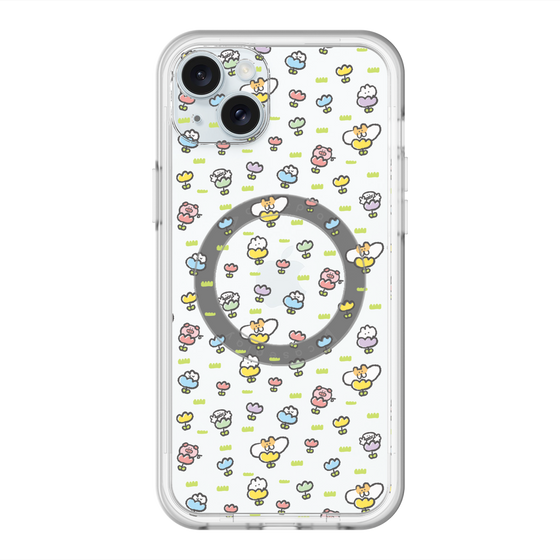 Slim Protection Premium Case with MagSafe［ Mokumoku-chan - Flower - All-over Pattern ］
