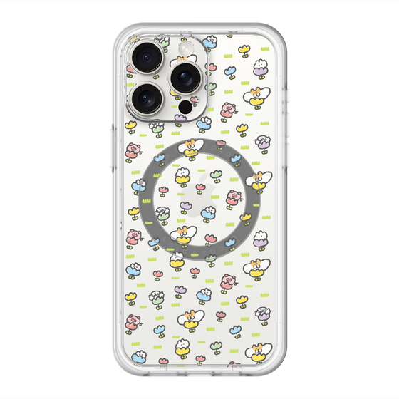 Slim Protection Premium Case with MagSafe［ Mokumoku-chan - Flower - All-over Pattern ］