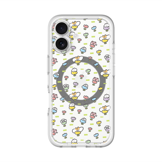 Slim Protection Premium Case with MagSafe［ Mokumoku-chan - Flower - All-over Pattern ］