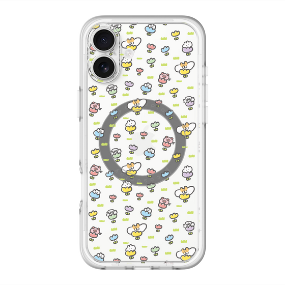 Slim Protection Premium Case with MagSafe［ Mokumoku-chan - Flower - All-over Pattern ］