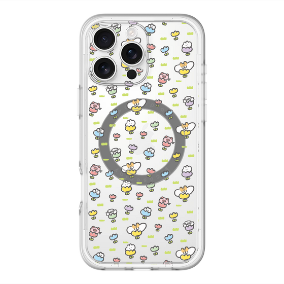 Slim Protection Premium Case with MagSafe［ Mokumoku-chan - Flower - All-over Pattern ］