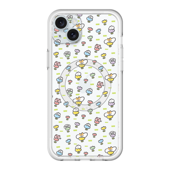 Slim Protection Premium Case with MagSafe［ Mokumoku-chan - Flower - All-over Pattern ］