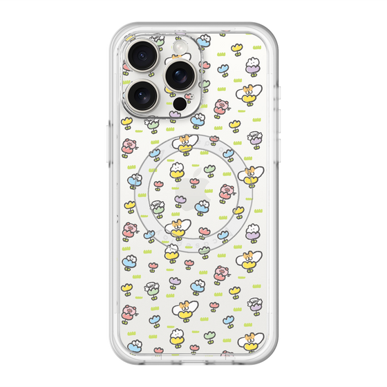 Slim Protection Premium Case with MagSafe［ Mokumoku-chan - Flower - All-over Pattern ］
