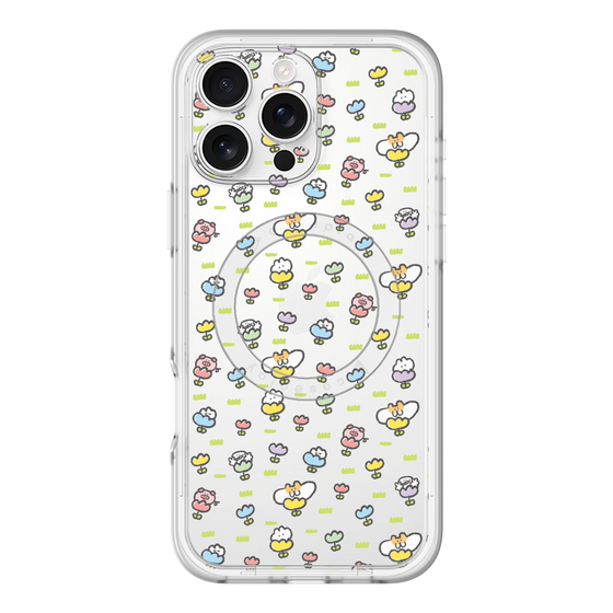 Slim Protection Premium Case with MagSafe［ Mokumoku-chan - Flower - All-over Pattern ］