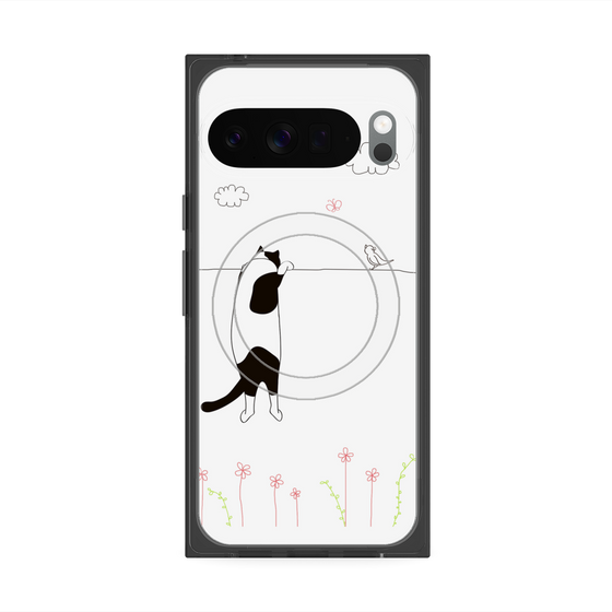 Premium Square Case with Pixelsnap［ Calico Cat Peeking with Curiosity ］