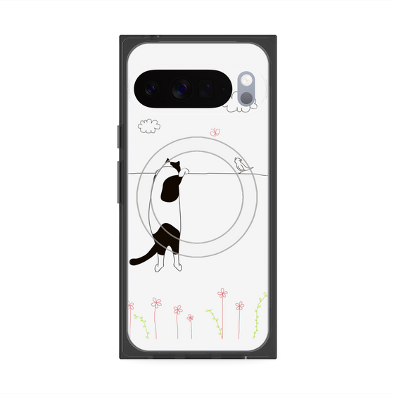 Premium Square Case with Pixelsnap［ Calico Cat Peeking with Curiosity ］