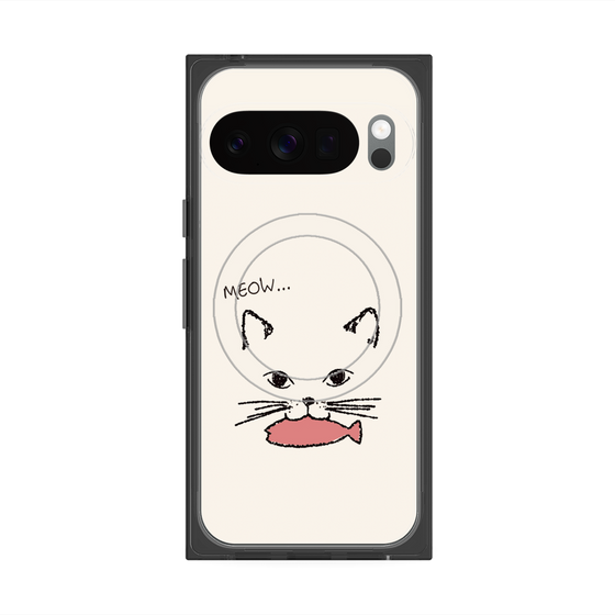 Premium Square Case with Pixelsnap［ Very Greedy Cat - White ］
