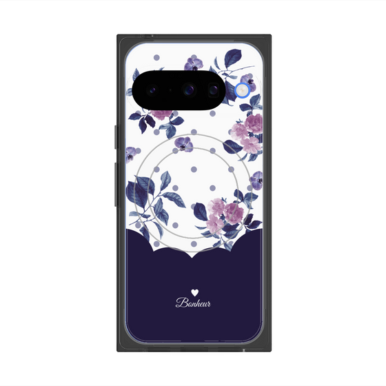 Premium Square Case with Pixelsnap［ Twin Dot Flower - Navy ］