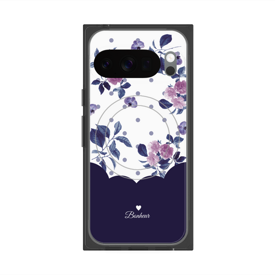 Premium Square Case with Pixelsnap［ Twin Dot Flower - Navy ］