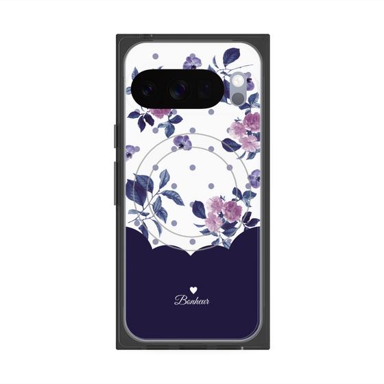 Premium Square Case with Pixelsnap［ Twin Dot Flower - Navy ］