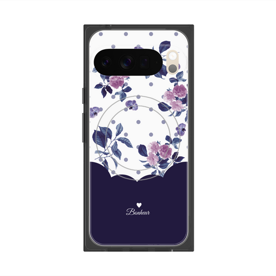 Premium Square Case with Pixelsnap［ Twin Dot Flower - Navy ］