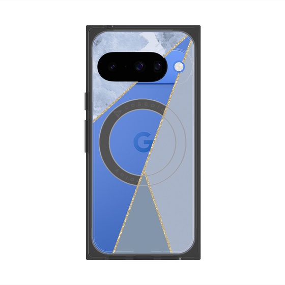 Premium Square Case with Pixelsnap［ Marble Triangle Palette - Blue ］