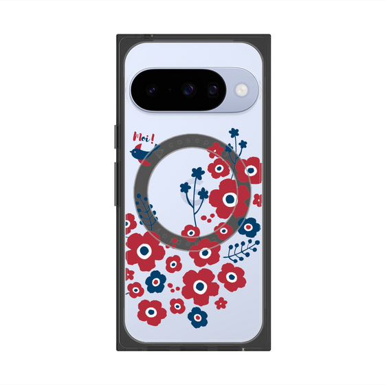Premium Square Case with Pixelsnap［ Nordic Flower Bird ］