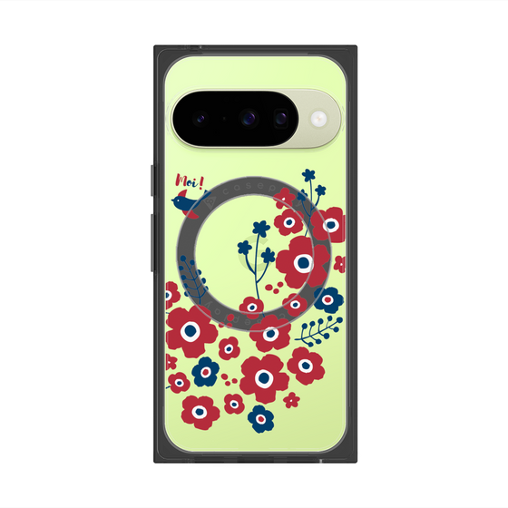 Premium Square Case with Pixelsnap［ Nordic Flower Bird ］