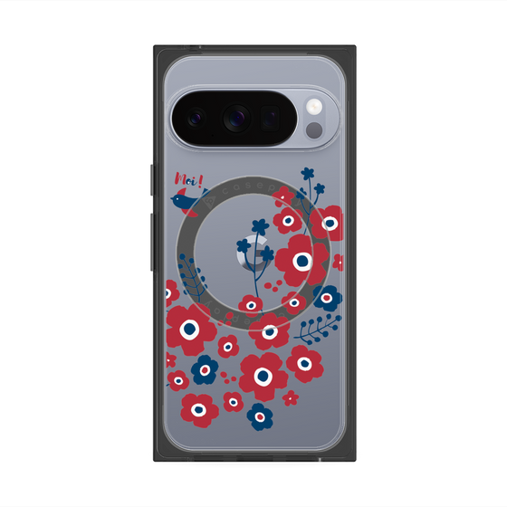 Premium Square Case with Pixelsnap［ Nordic Flower Bird ］