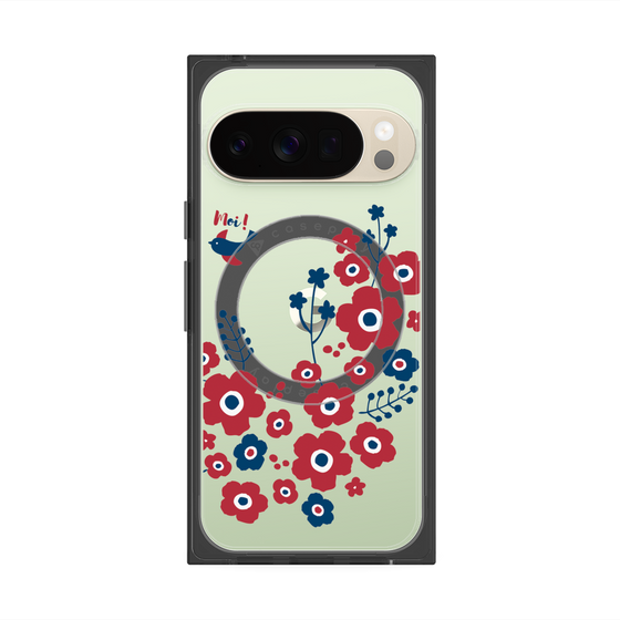 Premium Square Case with Pixelsnap［ Nordic Flower Bird ］