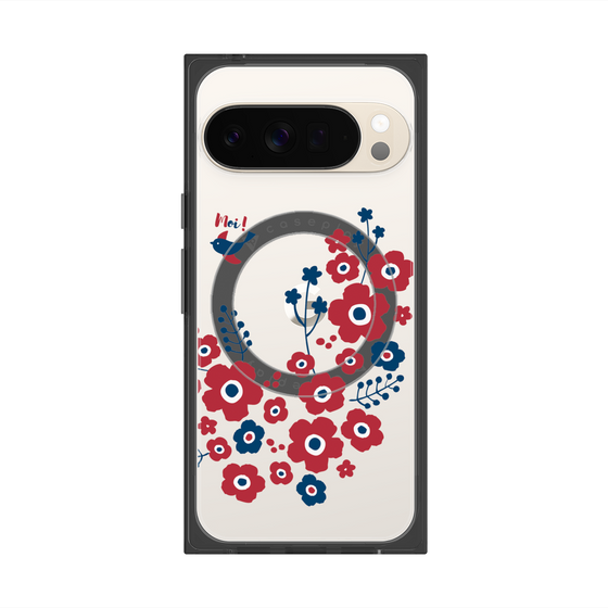 Premium Square Case with Pixelsnap［ Nordic Flower Bird ］