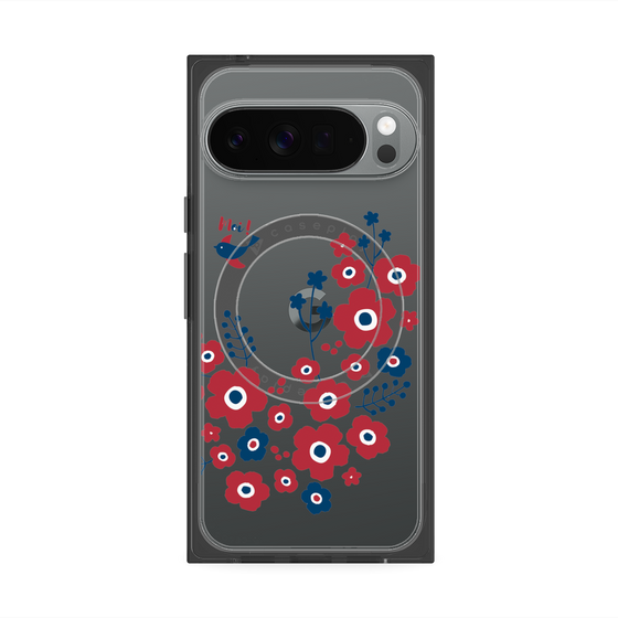 Premium Square Case with Pixelsnap［ Nordic Flower Bird ］