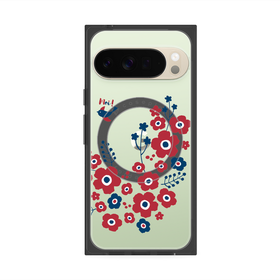 Premium Square Case with Pixelsnap［ Nordic Flower Bird ］