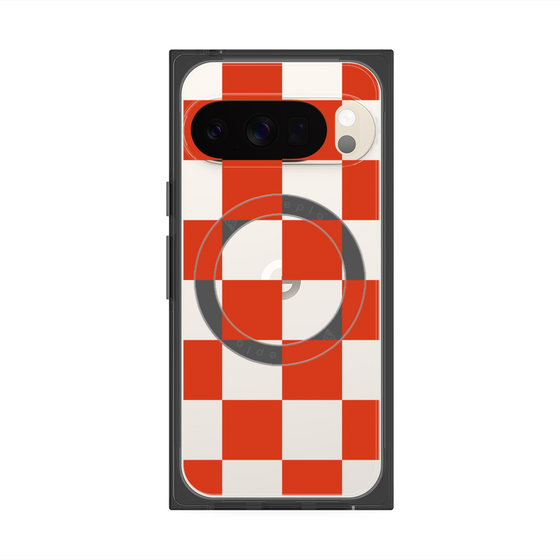 Premium Square Case with Pixelsnap［ Ichimatsu Pattern - Red ］