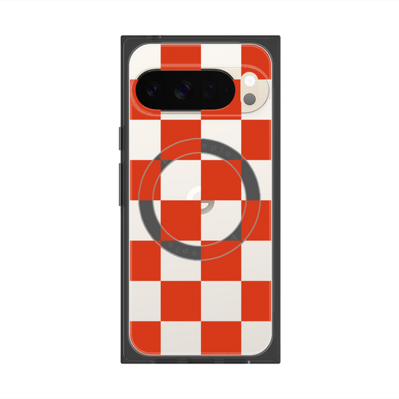 Premium Square Case with Pixelsnap［ Ichimatsu Pattern - Red ］