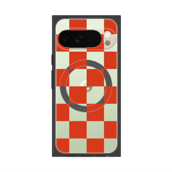 Premium Square Case with Pixelsnap［ Ichimatsu Pattern - Red ］
