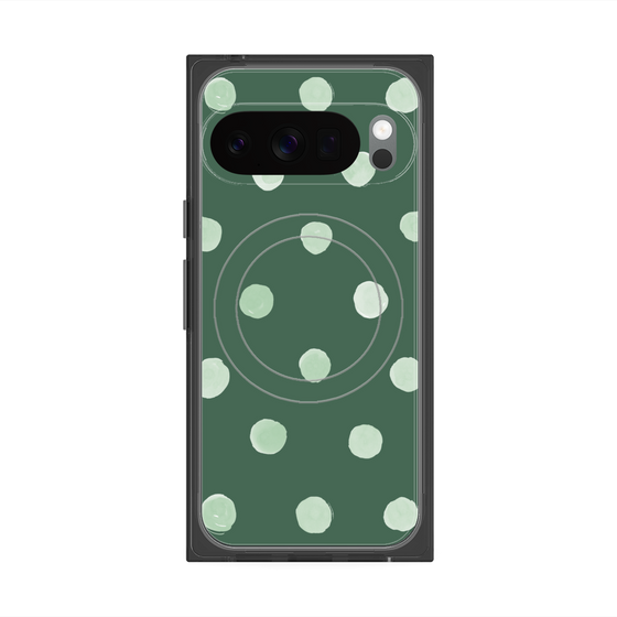 Premium Square Case with Pixelsnap［ Watercolor Dots Retro Color - Green ］