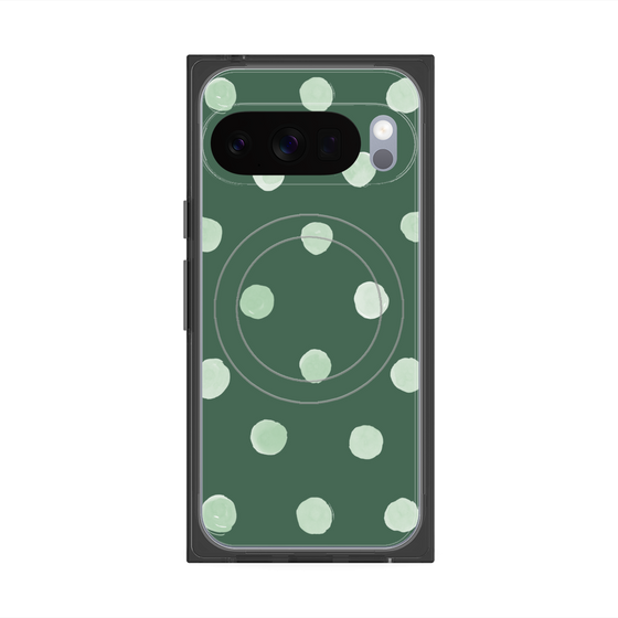 Premium Square Case with Pixelsnap［ Watercolor Dots Retro Color - Green ］